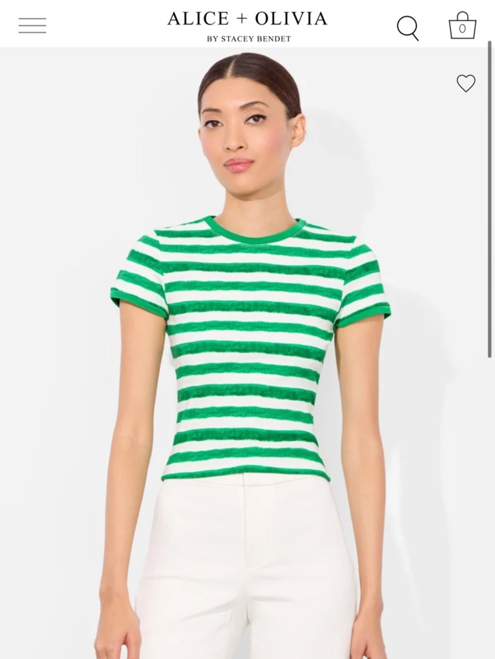 Alice and Olivia Tess Tee Emerald Striped Short Sleeve